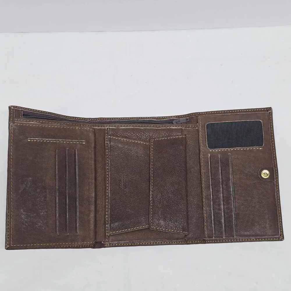 Barocco Style Genuine Soft Leather Unisex Trifold Wallet New With Imperfection